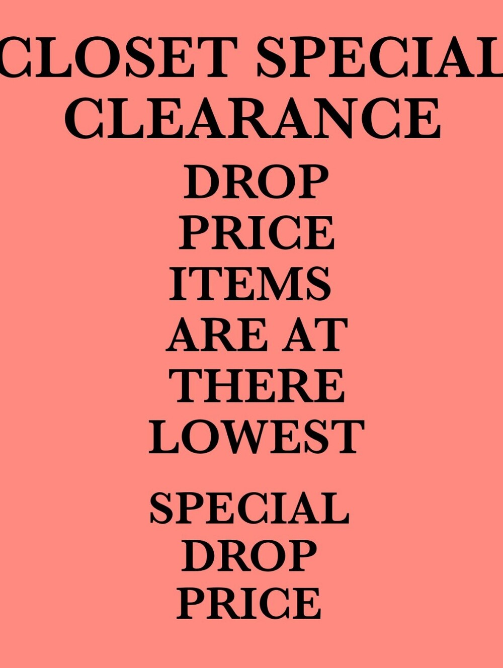 ALL DROP PRICE ITEM CLEARANCE